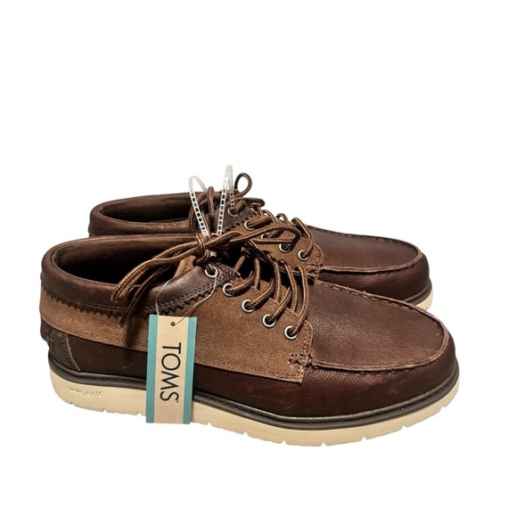 TOMS Men\'s Travel Lite Forrest Chukka Boot Brown Leather Waxed Lace Up Size 10.5